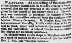 Taken on February 23rd, 1866 in Wainfleet and sourced from Stamford Mercury.