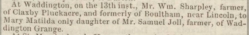 Taken on April 16th, 1852 and sourced from Lincolnshire Chronicle.