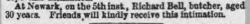 Taken on March 16th, 1866 in Newark and sourced from Stamford Mercury.